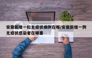 安徽新增一粒无症状病例在哪/安徽新增一例无症状感染者在哪里