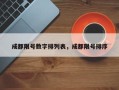 成都限号数字排列表，成都限号排序